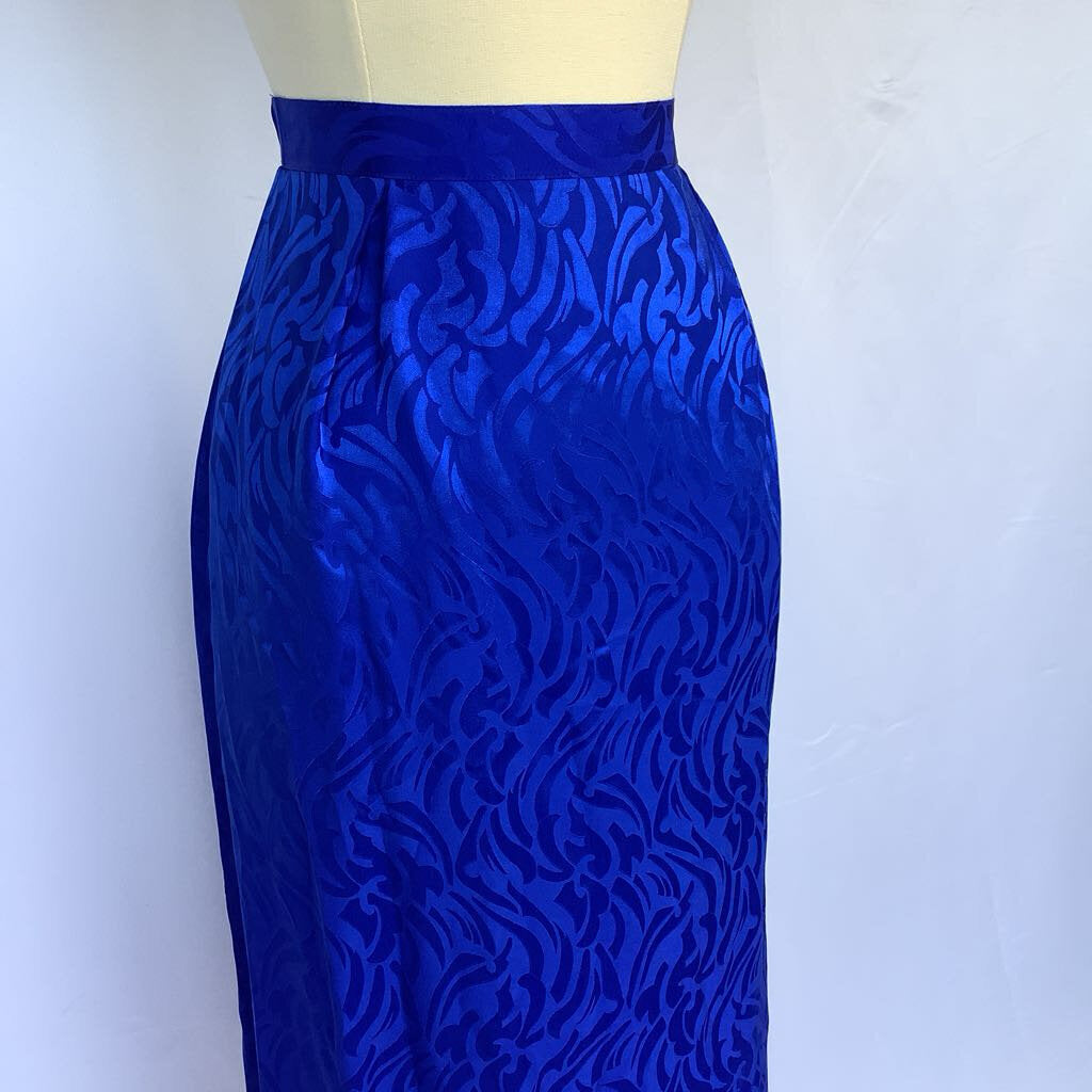 1990s 2 Piece Electric Blue, Silk Skirt Set