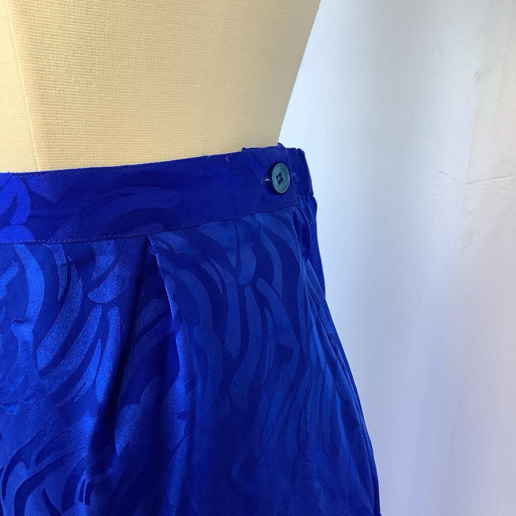 1990s 2 Piece Electric Blue, Silk Skirt Set