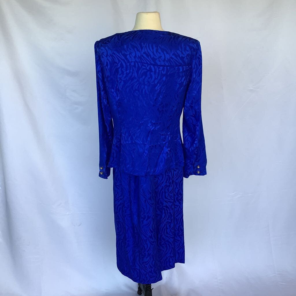 1990s 2 Piece Electric Blue, Silk Skirt Set