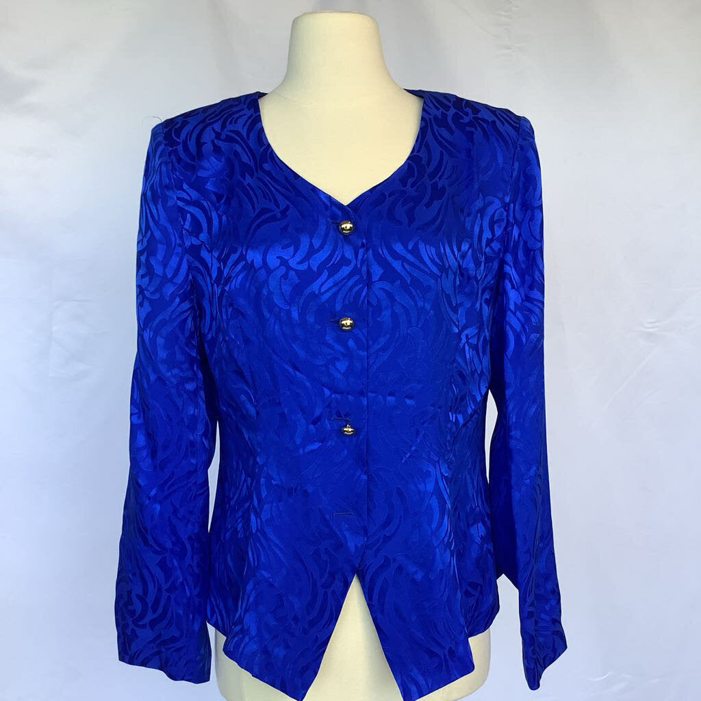 1990s 2 Piece Electric Blue, Silk Skirt Set