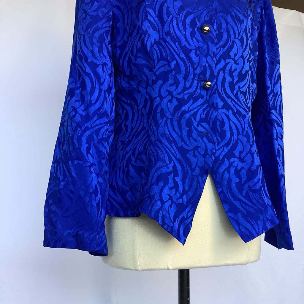 1990s 2 Piece Electric Blue, Silk Skirt Set