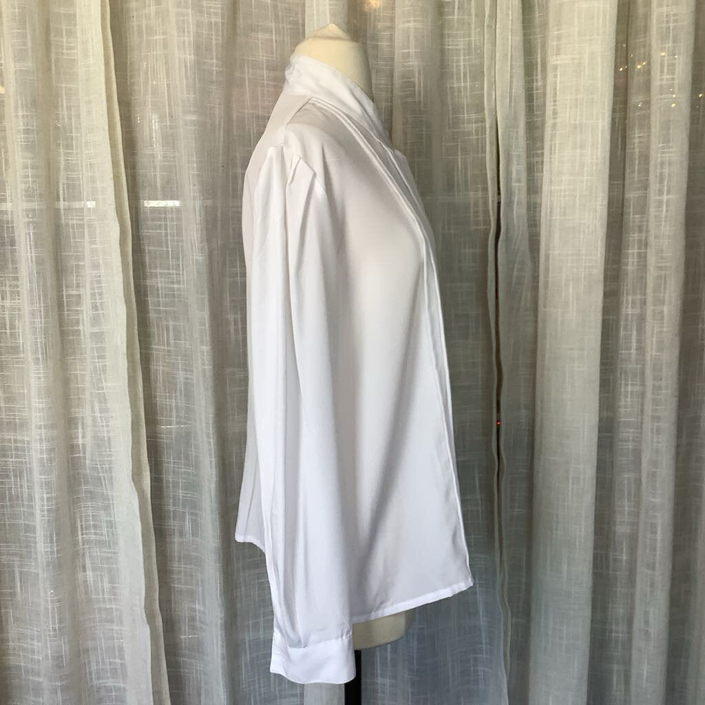 90s Sheer White Marlis Blouse with V Shaped Neck