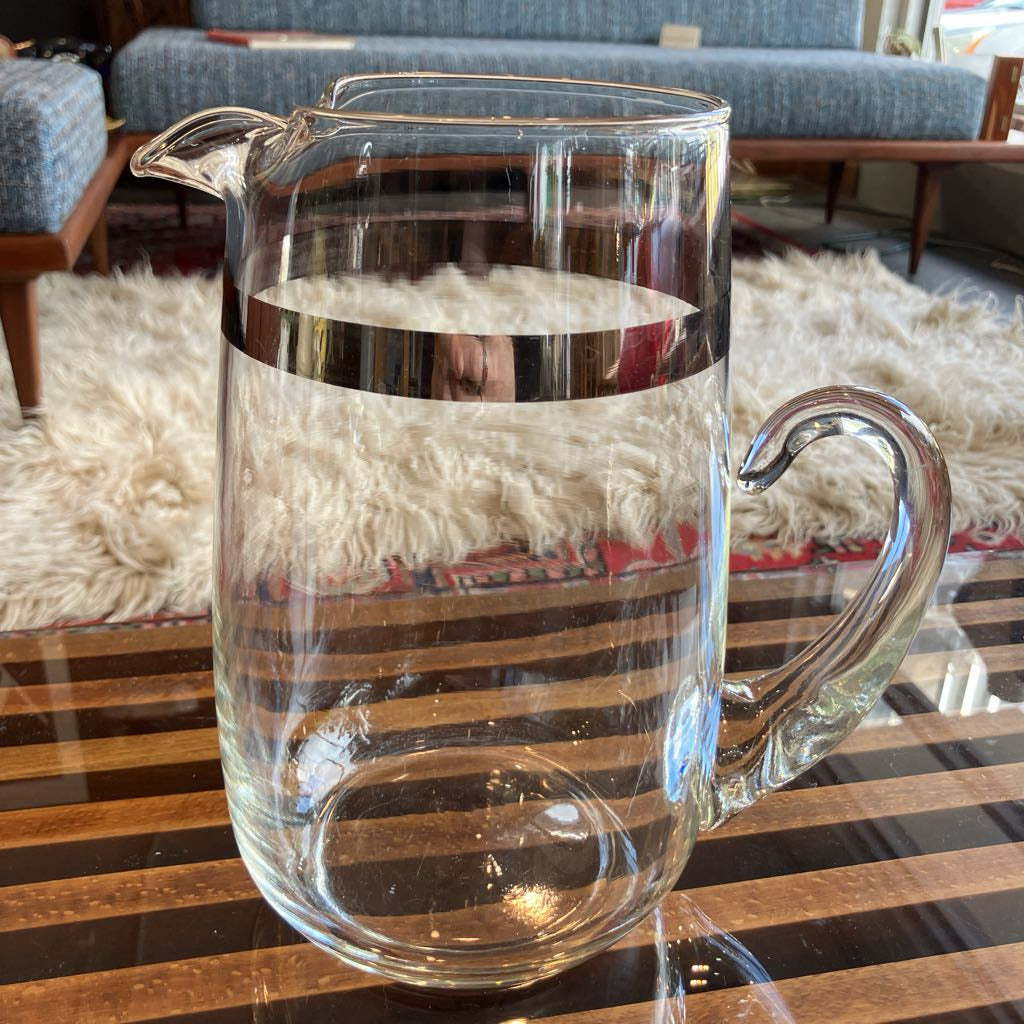 Vintage Dorothy Thorpe Style Platinum Band Cocktail Pitcher