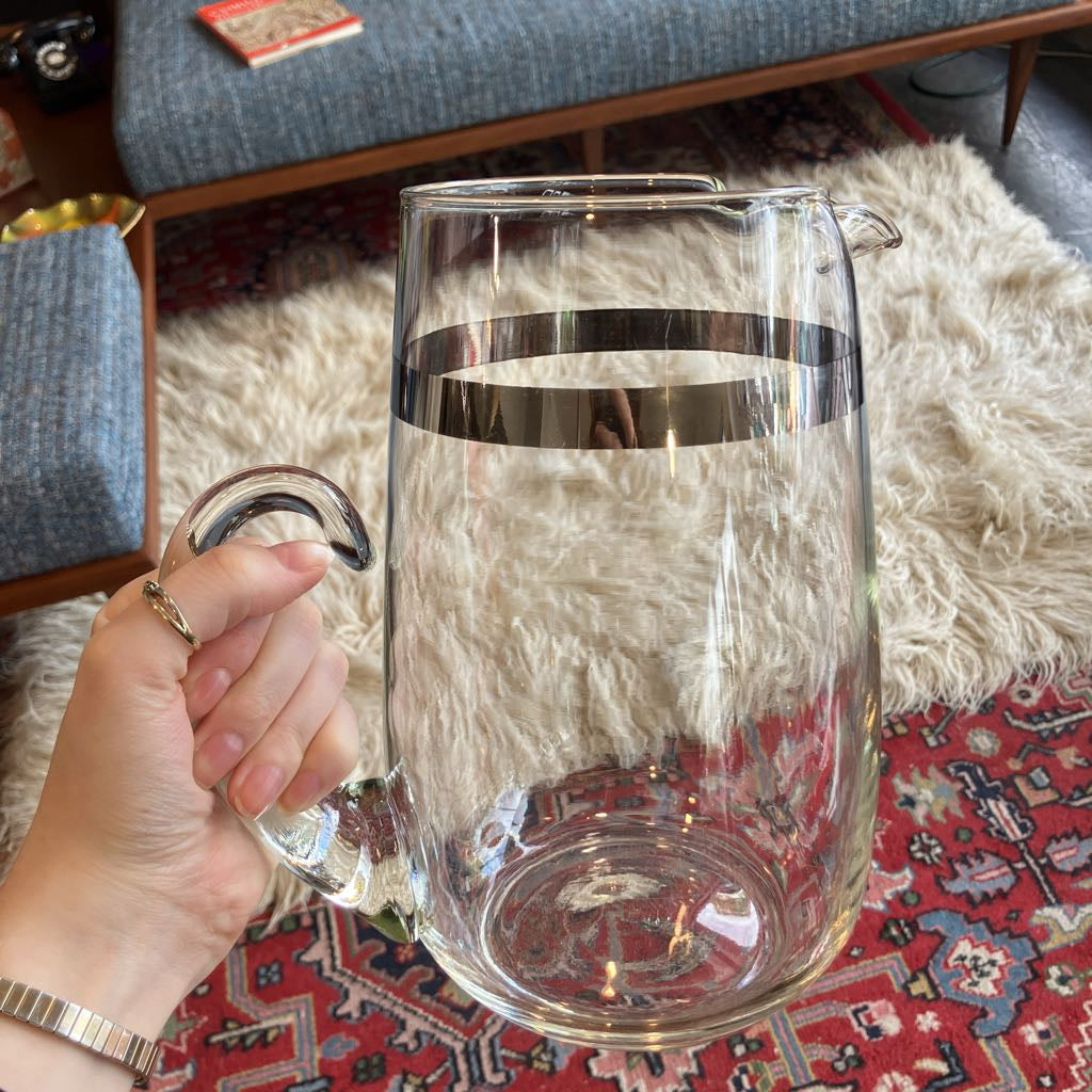 Vintage Dorothy Thorpe Style Platinum Band Cocktail Pitcher