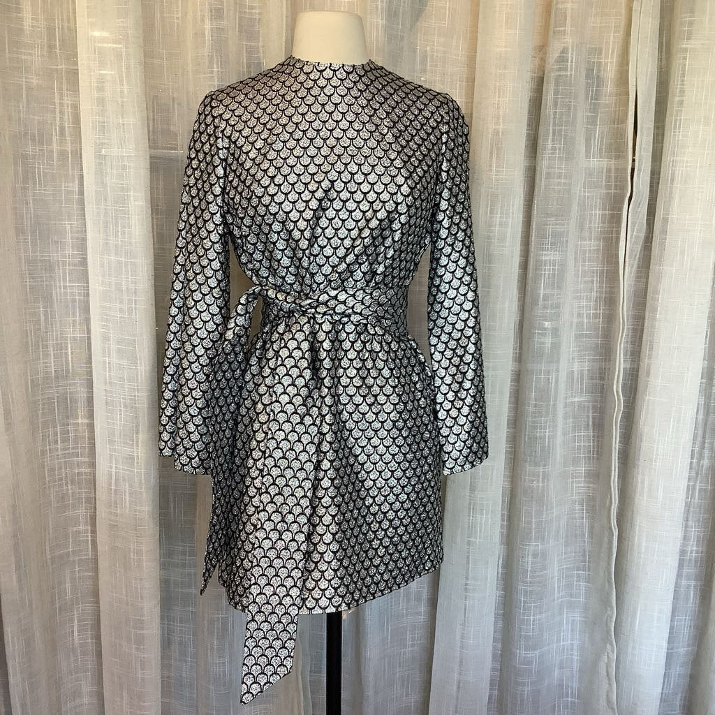 1960s Silver and Black Lurex Mini with Belt
