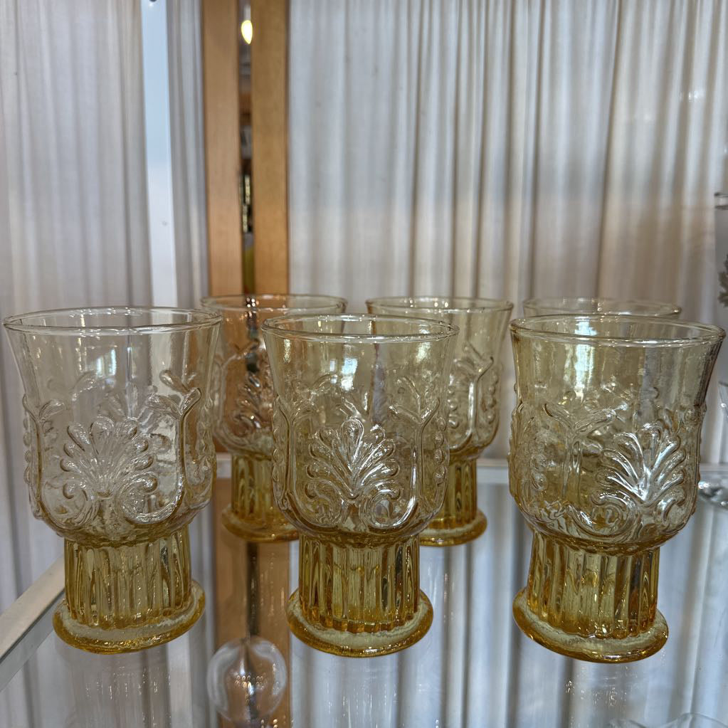 Vtg Libbey Glasses Shell Pattern Set of 6