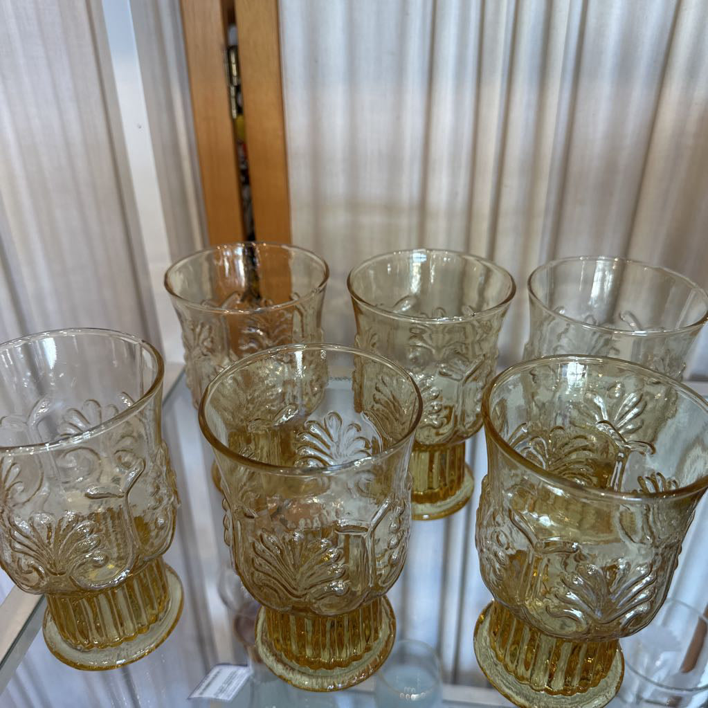 Vtg Libbey Glasses Shell Pattern Set of 6