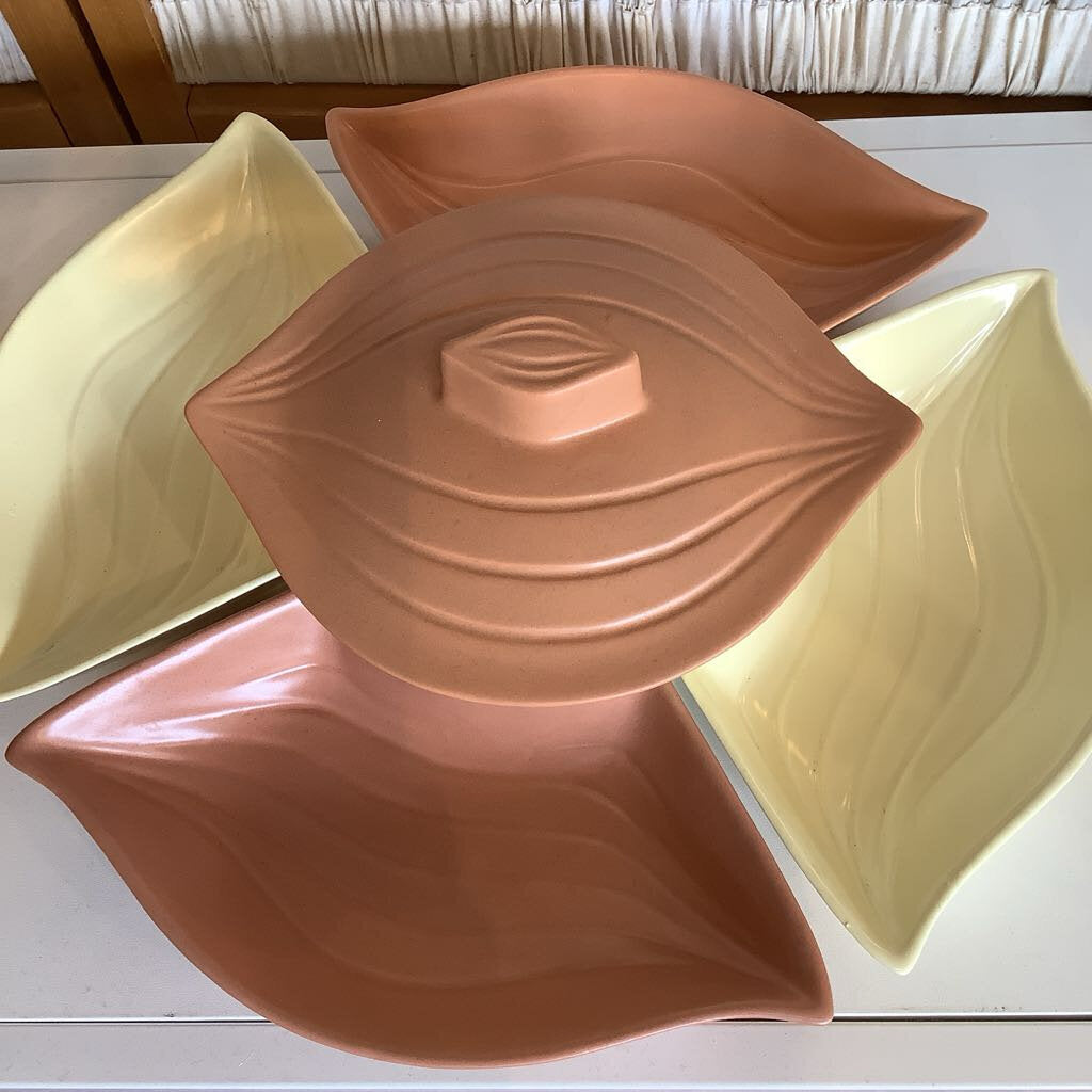Vintage California USA Pottery Chip and Dip Set