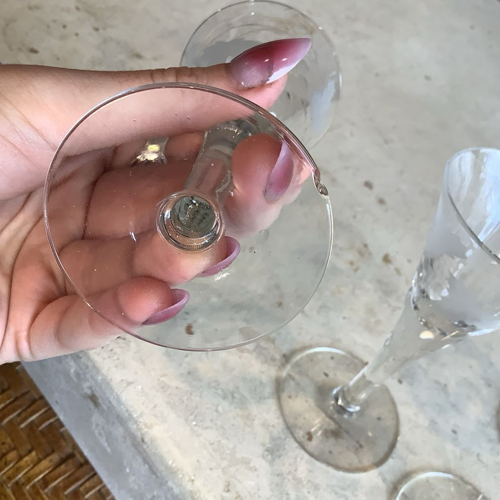 Vtg Crystal Cut Grape Leaf Cordials - Set of 4