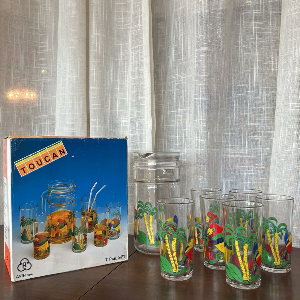 Vintage Toucan Tumbler & Pitcher Set
