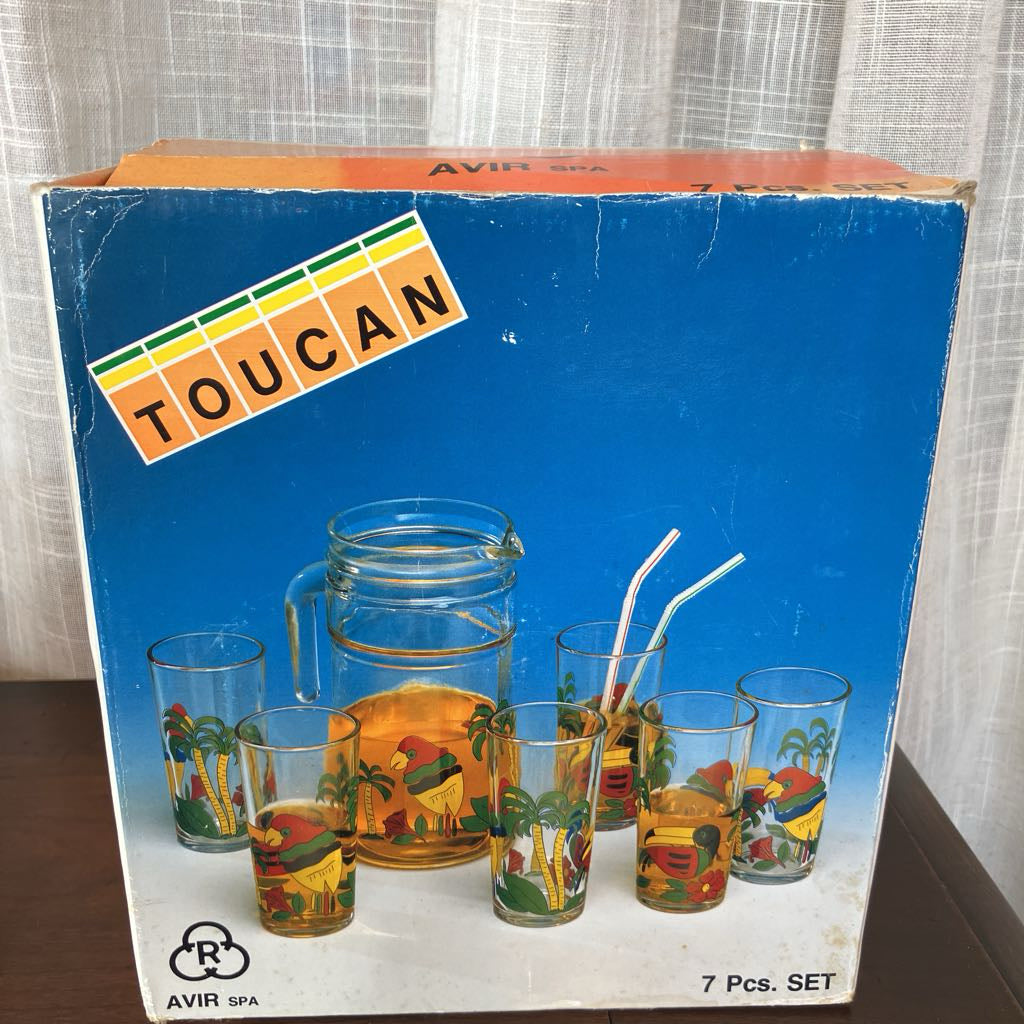 Vintage Toucan Tumbler & Pitcher Set