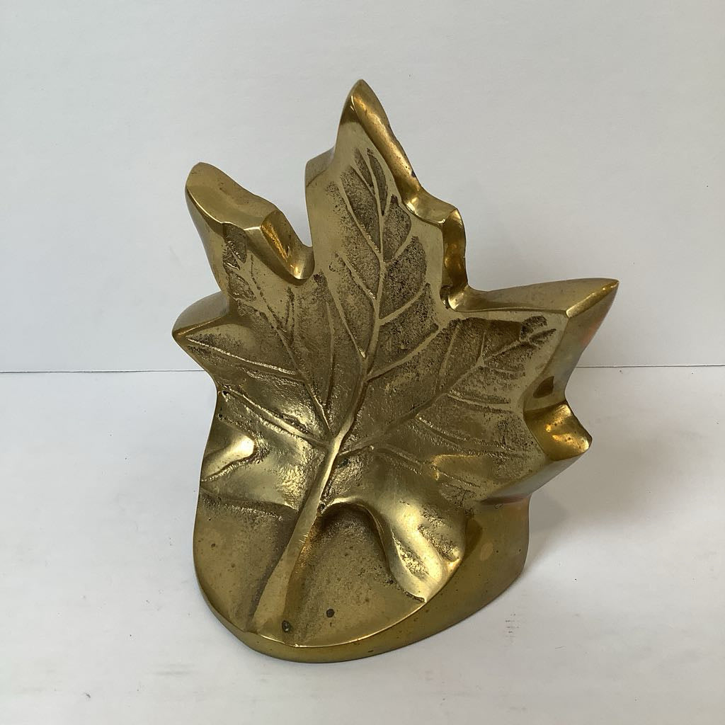 Vintage Brass Maple Leaf bookends
