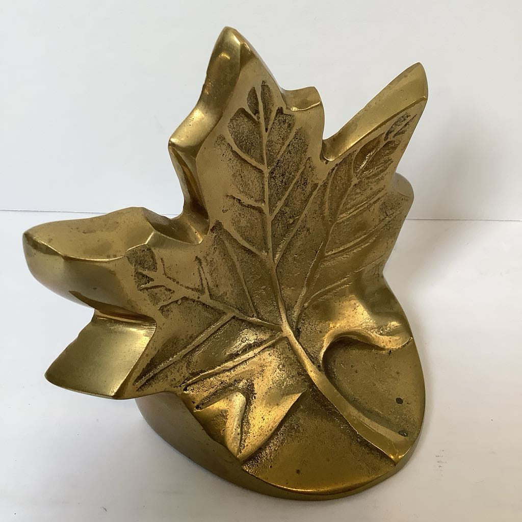 Vintage Brass Maple Leaf bookends