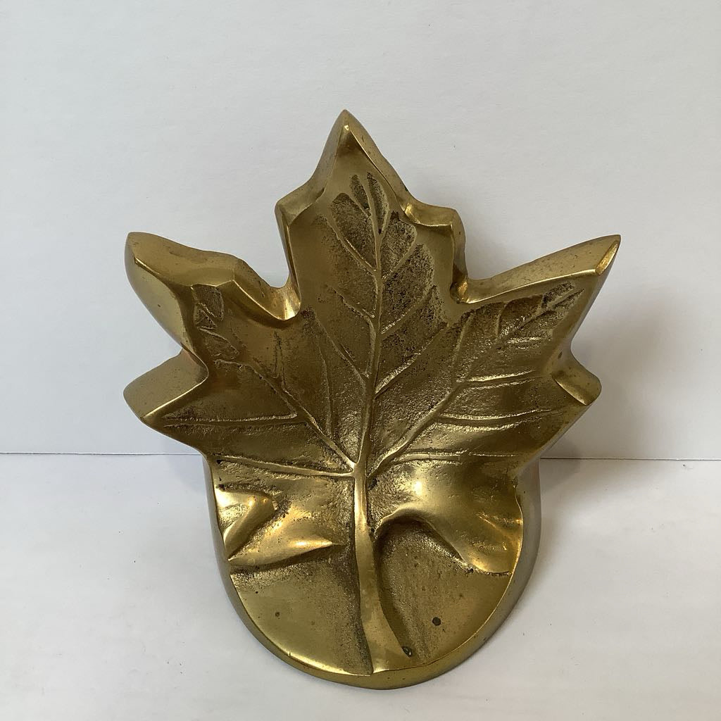 Vintage Brass Maple Leaf bookends