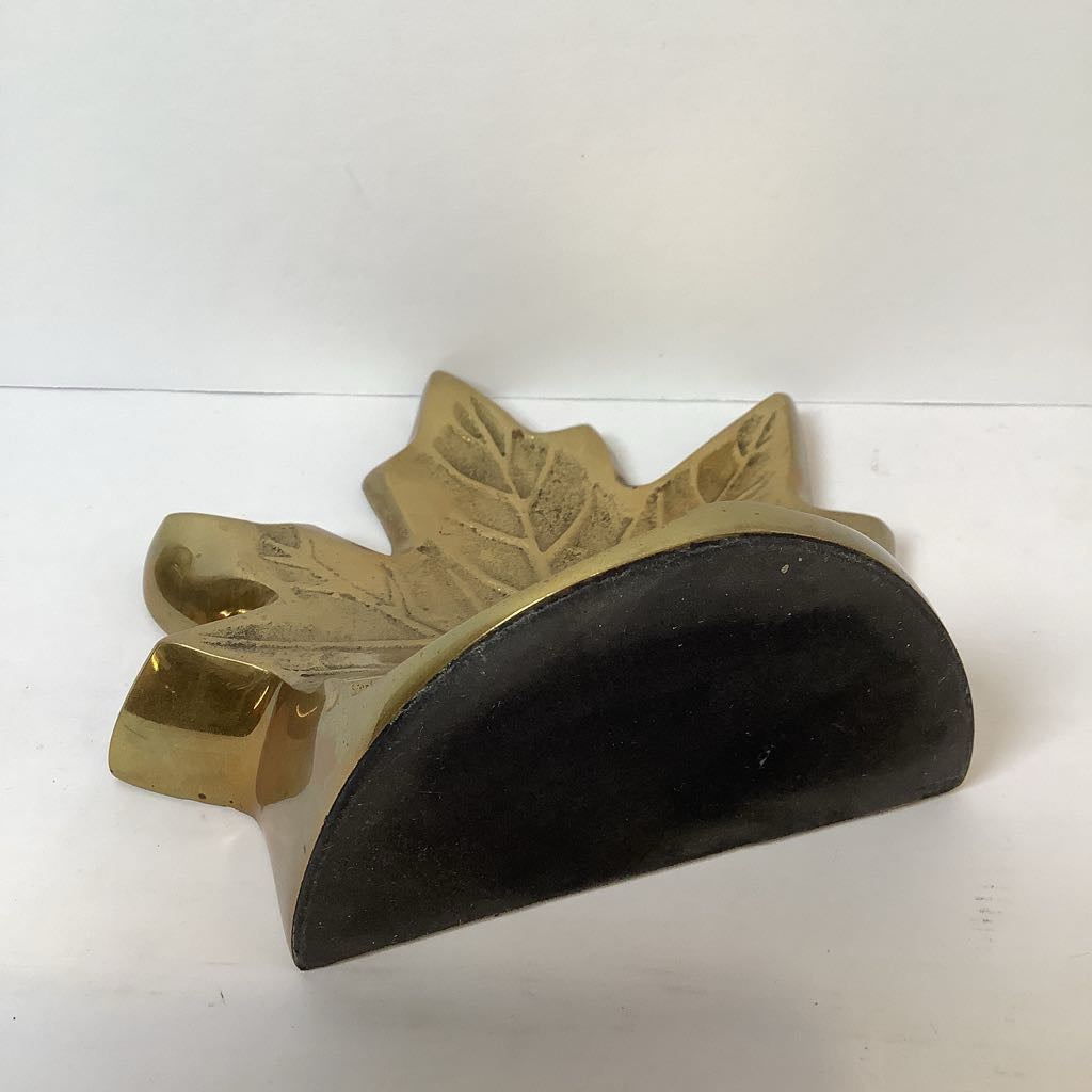 Vintage Brass Maple Leaf bookends