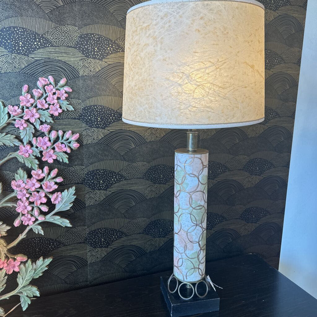 Mid Century Tall Table Lamp w/ Original Fiberglass Shade