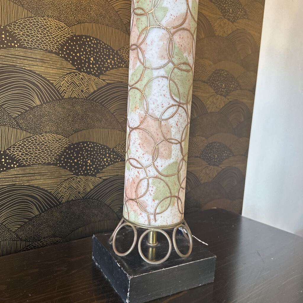 Mid Century Tall Table Lamp w/ Original Fiberglass Shade