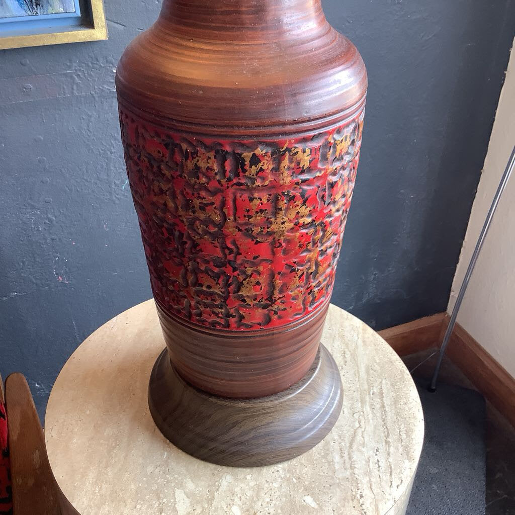 Mid-Century Red, Black & Gold Table Lamp