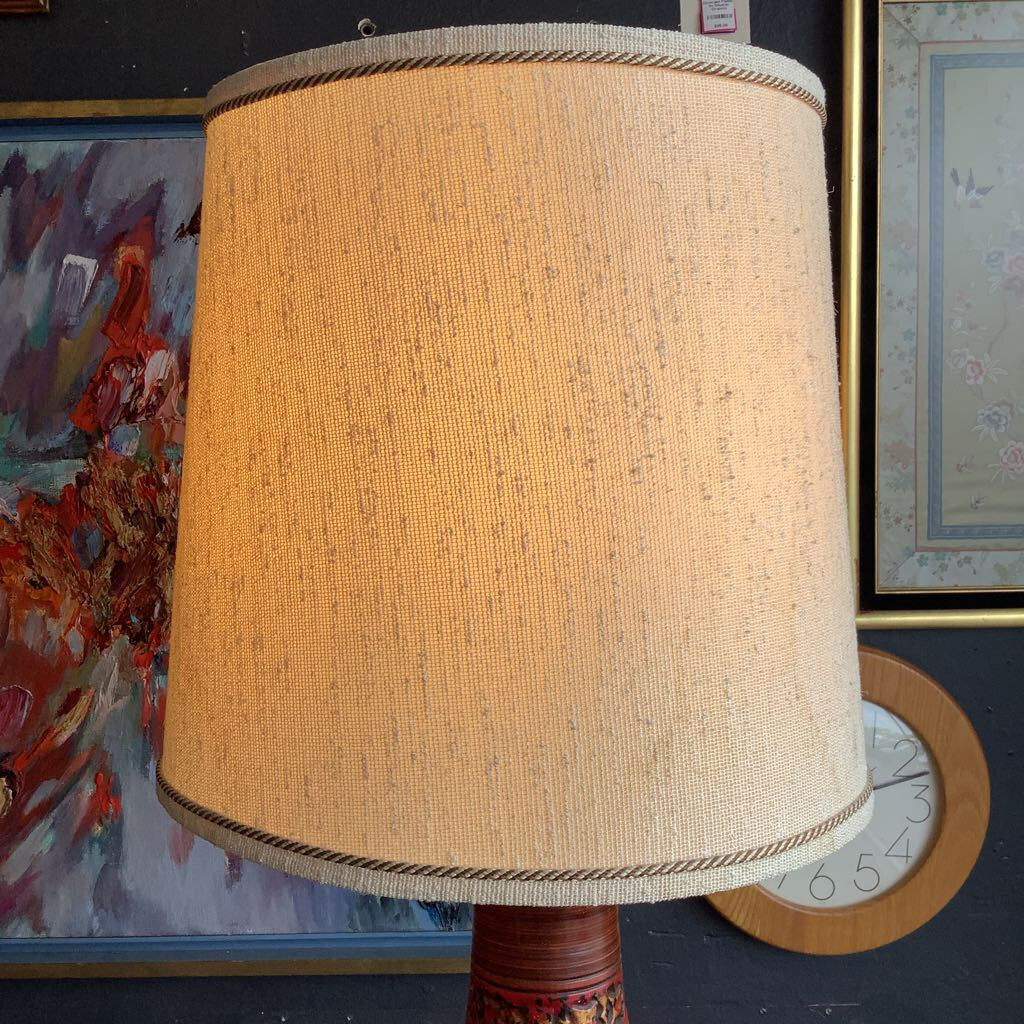 Mid-Century Red, Black & Gold Table Lamp