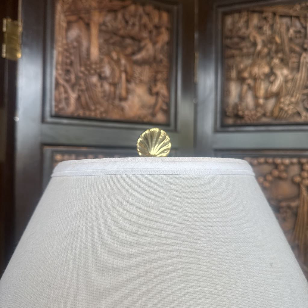 VTG "Cherry Blossom" Ginger Jar Lamp with Brass Base