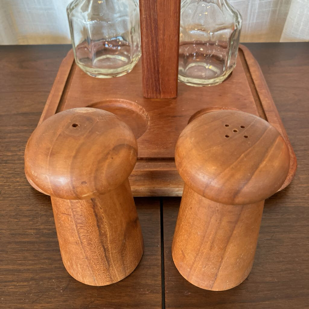 Mid Century Modern "Goodwood" Teak Salt & Pepper Oil & Vinegar Set