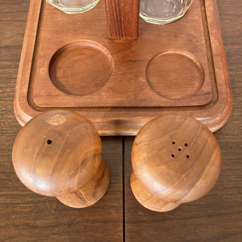 Mid Century Modern "Goodwood" Teak Salt & Pepper Oil & Vinegar Set
