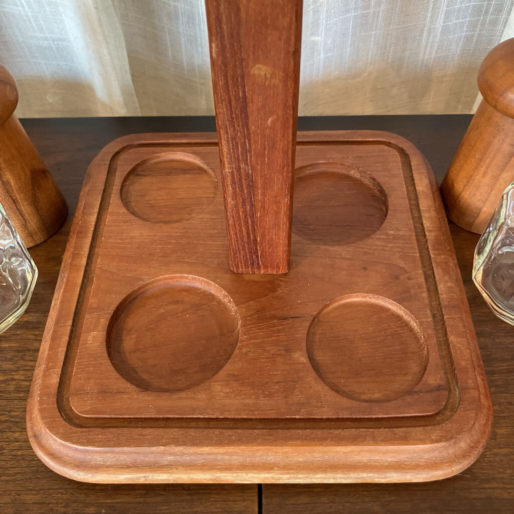 Mid Century Modern "Goodwood" Teak Salt & Pepper Oil & Vinegar Set