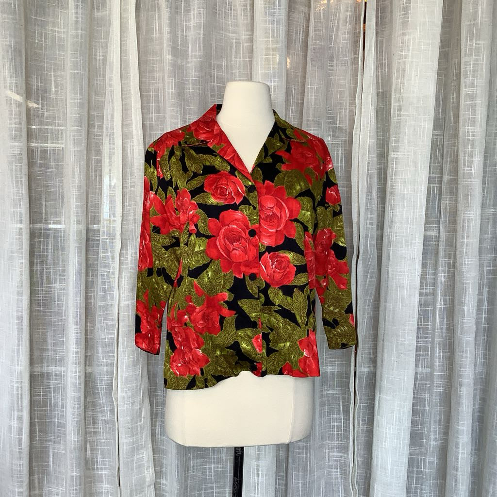 1970s Aladdin Cotton Rose Blouse
