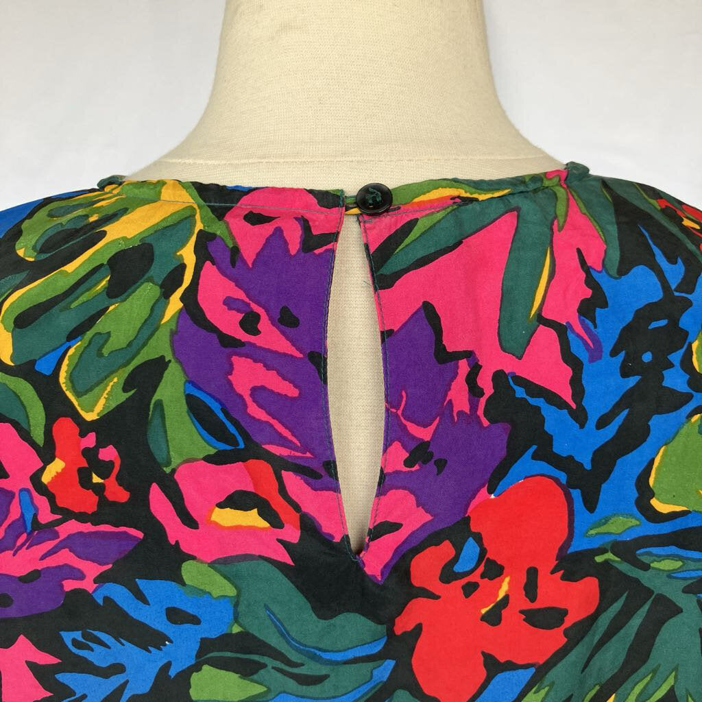 1990s Silk Tropical Floral Blouse