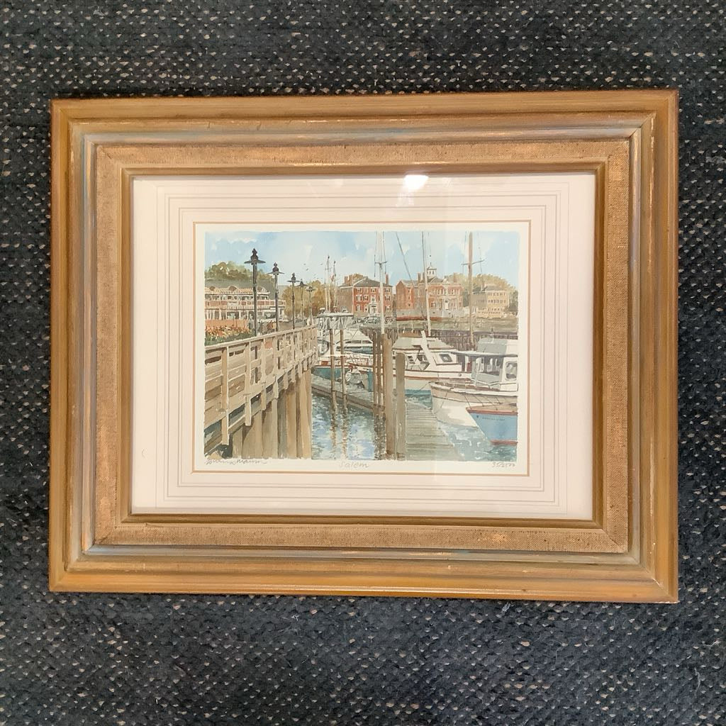 Salem Harbor Vintage Signed Print P Scott