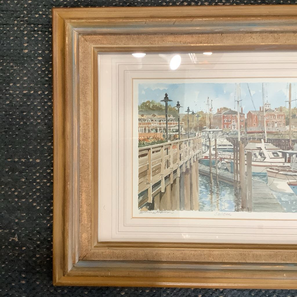 Salem Harbor Vintage Signed Print P Scott