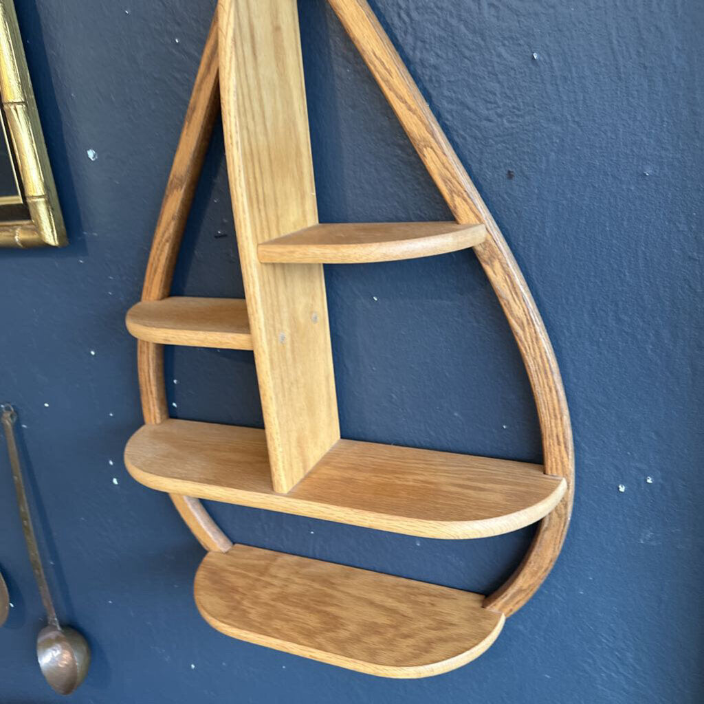 Mid Century Bentwood Teardrop Hanging Shelf
