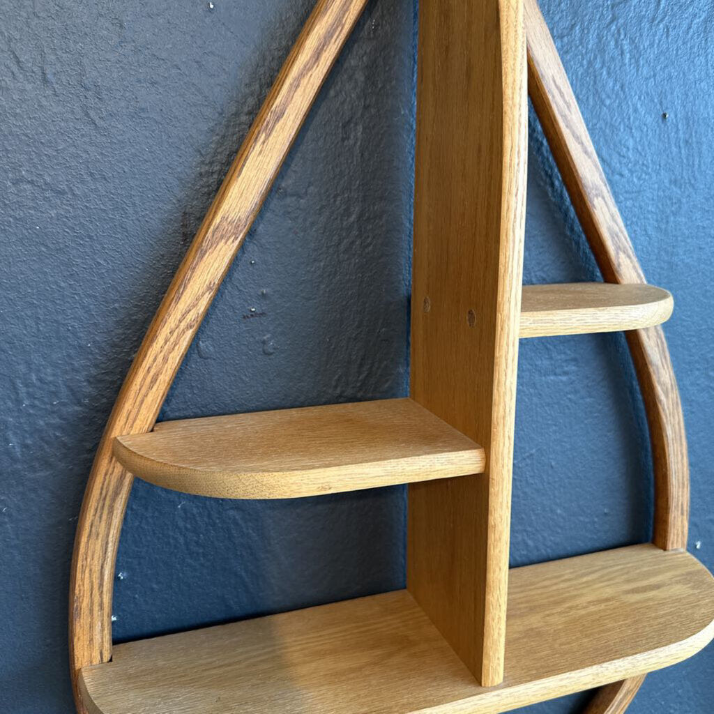 Mid Century Bentwood Teardrop Hanging Shelf