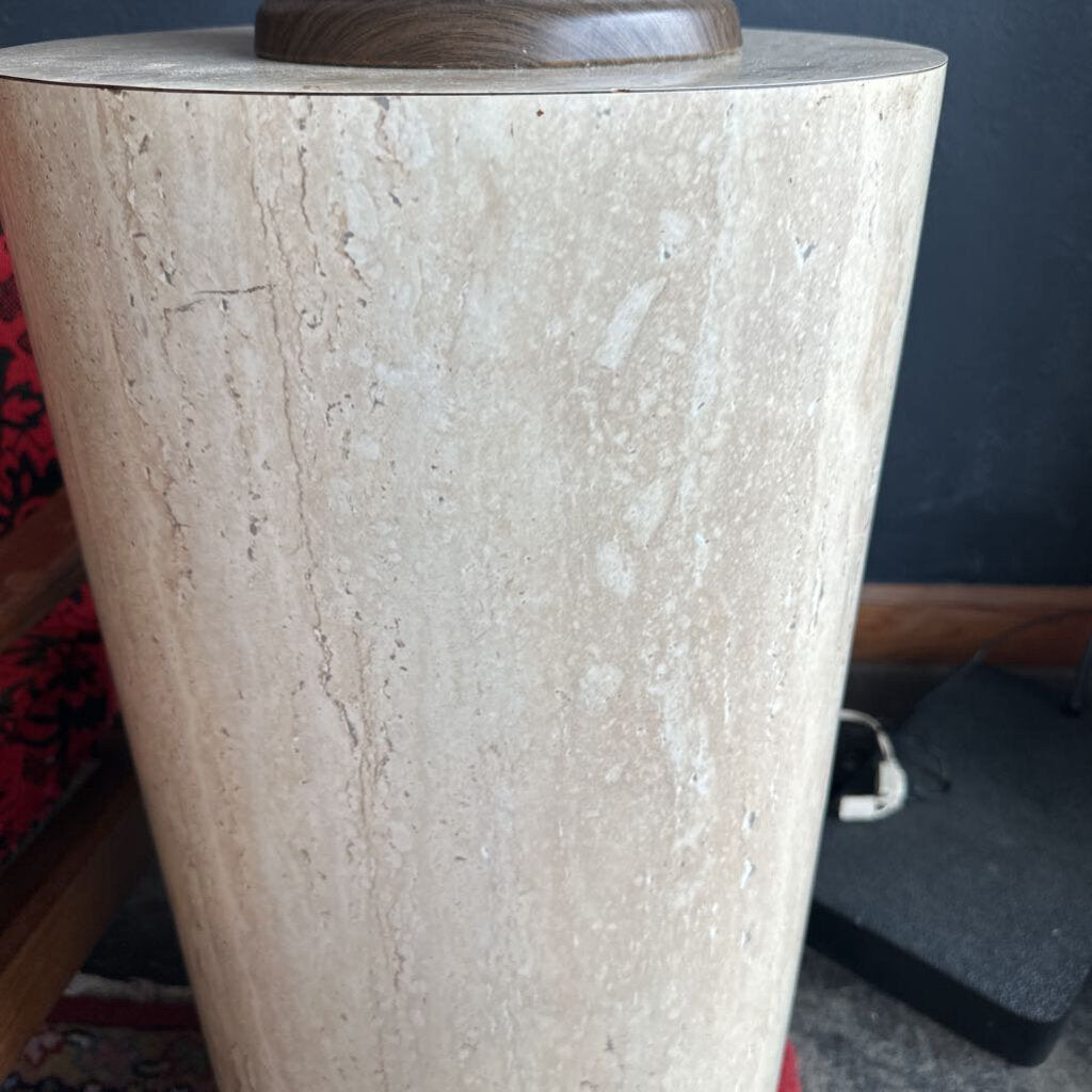 1980s Faux Marble Lacquered Travertine Pedestal Column