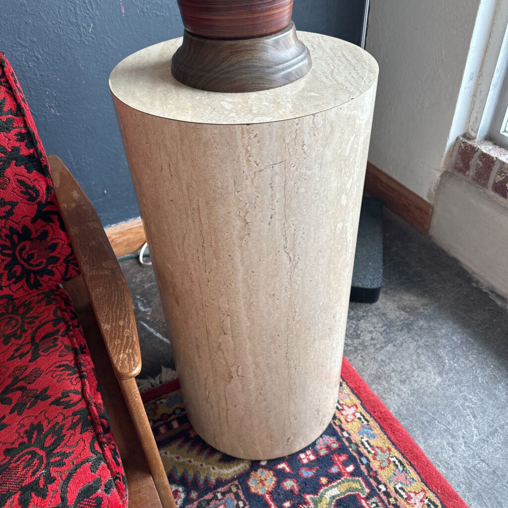 1980s Faux Marble Lacquered Travertine Pedestal Column