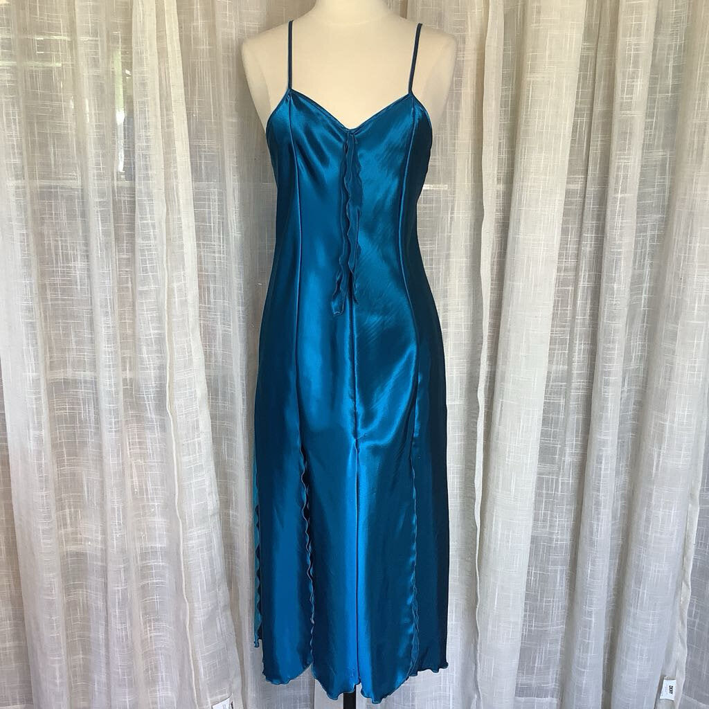 Vintage Blue Slip Dress w/ Split Hem