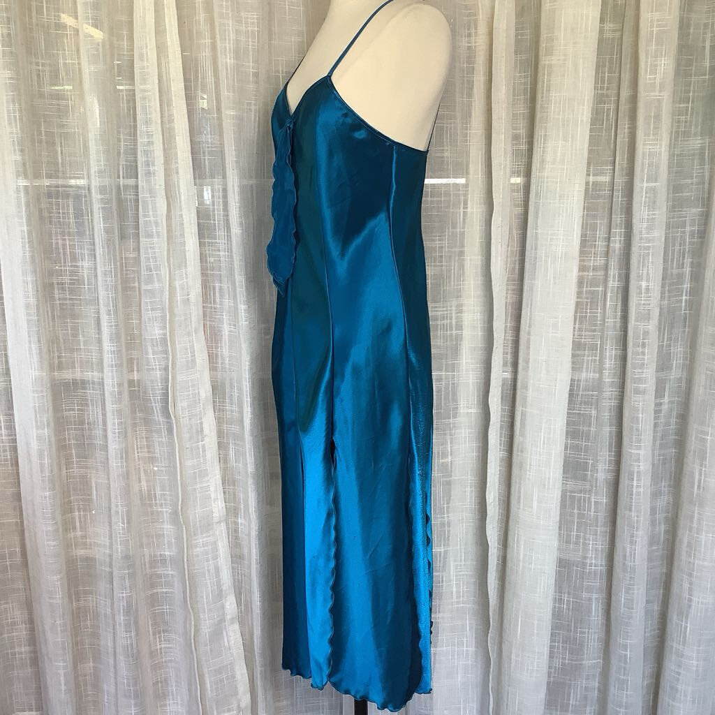 Vintage Blue Slip Dress w/ Split Hem