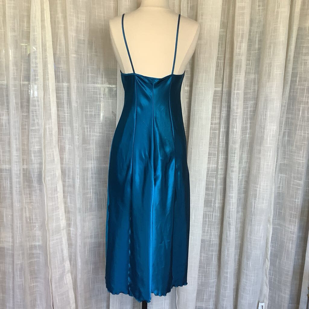 Vintage Blue Slip Dress w/ Split Hem