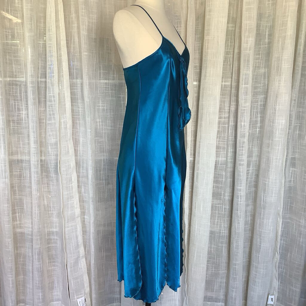 Vintage Blue Slip Dress w/ Split Hem