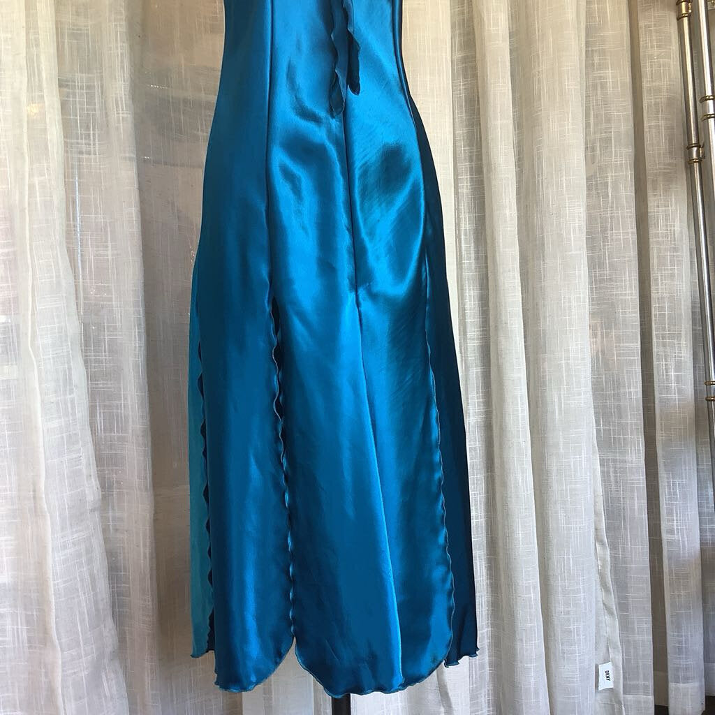Vintage Blue Slip Dress w/ Split Hem