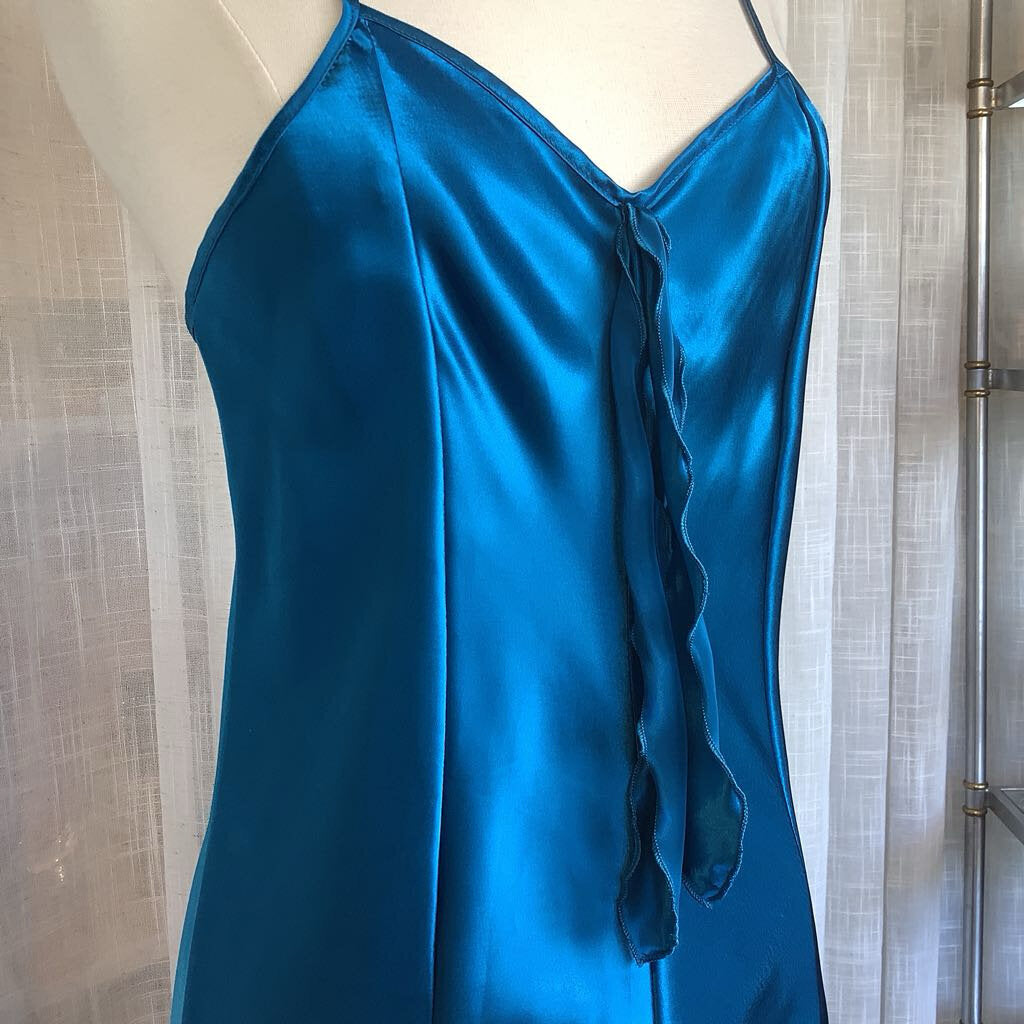 Vintage Blue Slip Dress w/ Split Hem