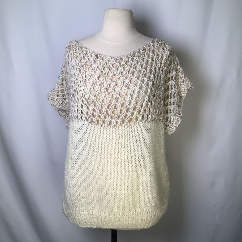 90s Hand Woven 2 Tone Knit Sweater w/ Metallica Thread