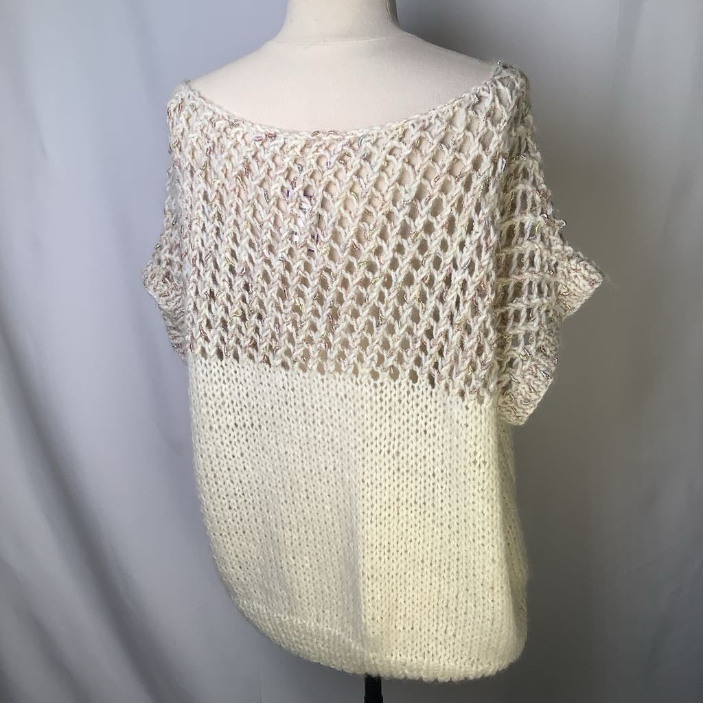 90s Hand Woven 2 Tone Knit Sweater w/ Metallica Thread