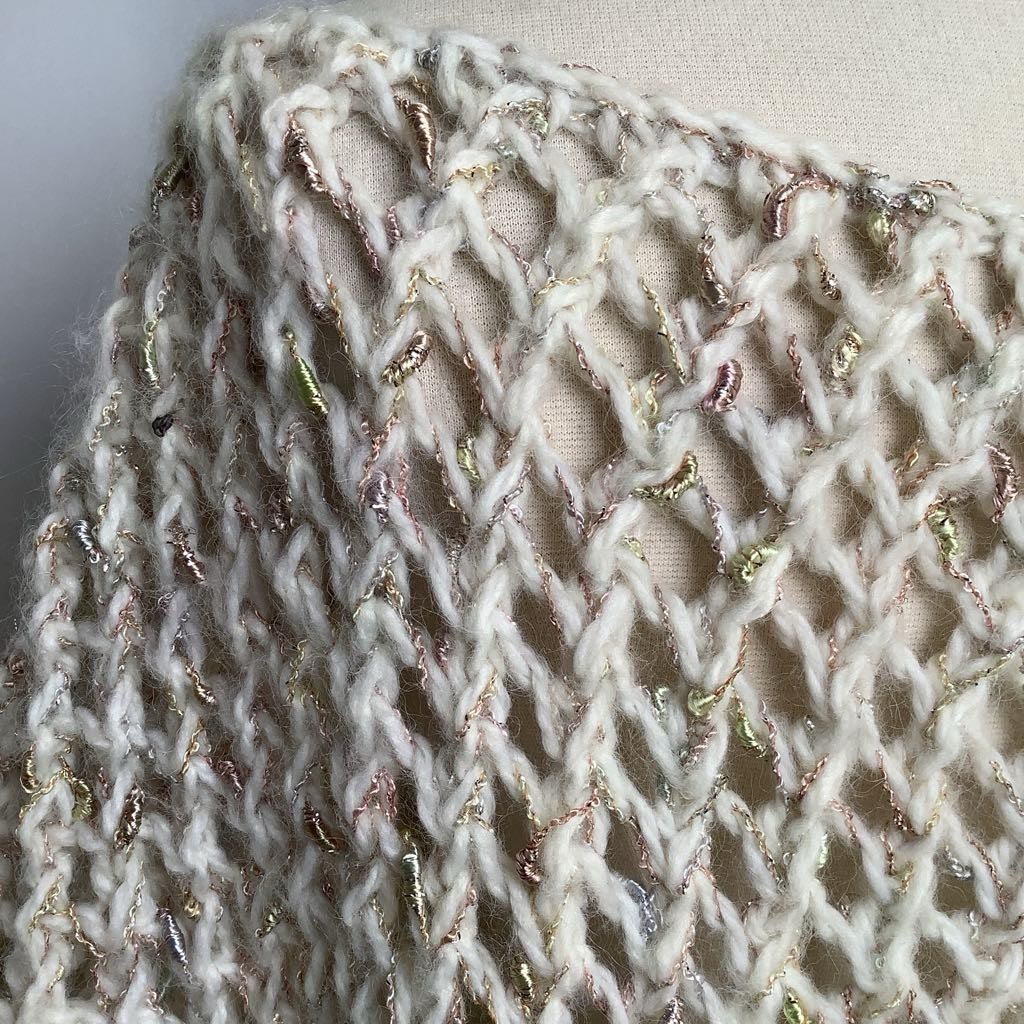 90s Hand Woven 2 Tone Knit Sweater w/ Metallica Thread