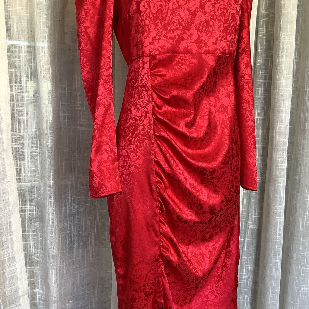 90s Handmade Silky Red Dress 28" B 34" S 24" L from Waist 37"