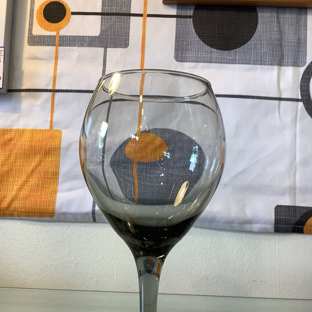 80's Set of 8 Libbey Smoky Wine Glasses