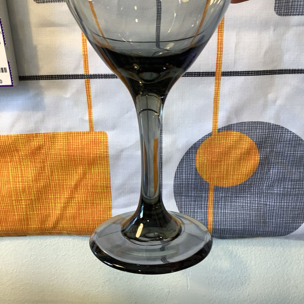 80's Set of 8 Libbey Smoky Wine Glasses