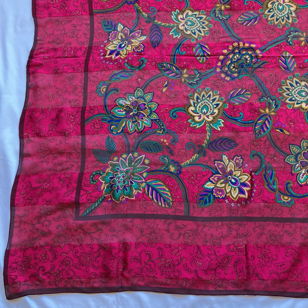 Amazing Authentic Vintage YSL YVES SAINT LAURENT Silk Logo Shawl - Pinks