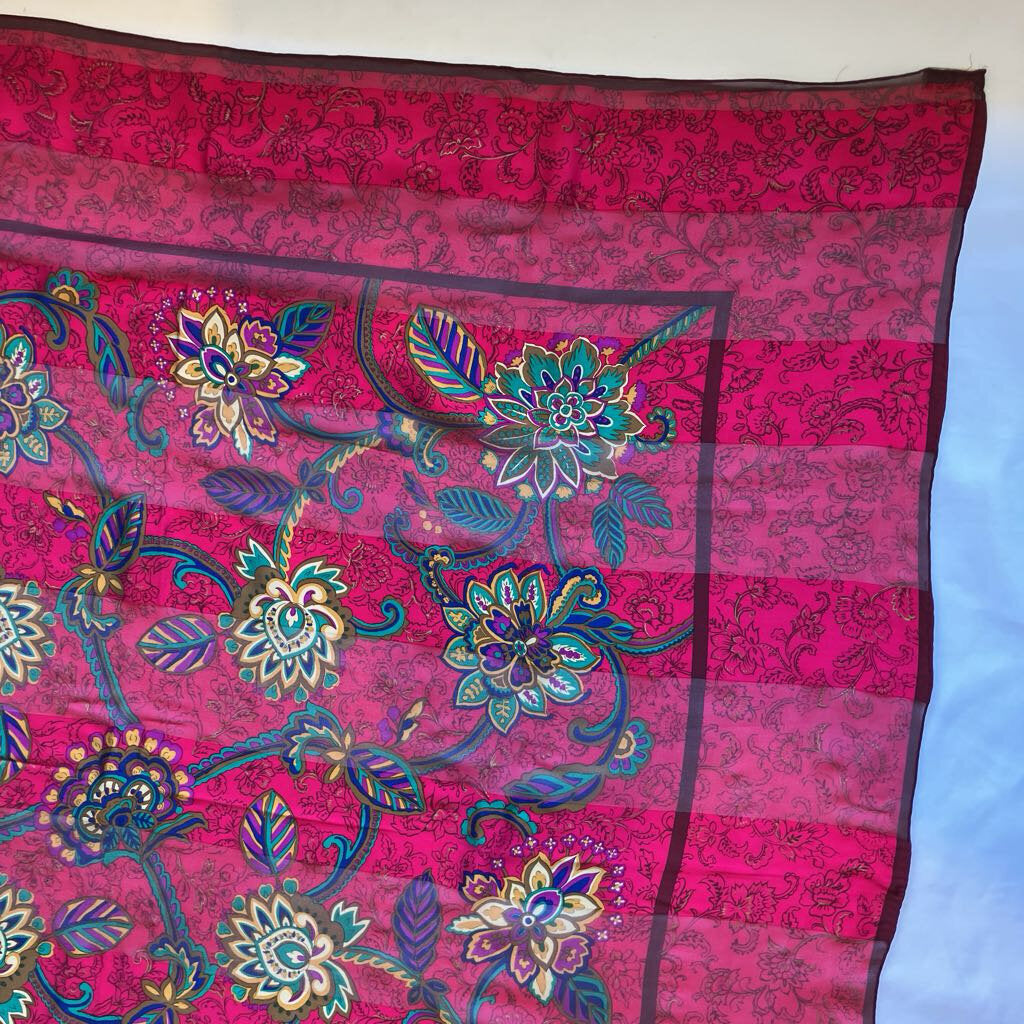 Amazing Authentic Vintage YSL YVES SAINT LAURENT Silk Logo Shawl - Pinks