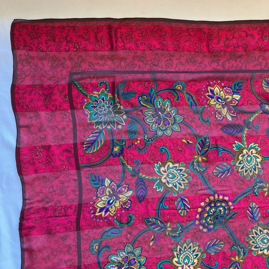 Amazing Authentic Vintage YSL YVES SAINT LAURENT Silk Logo Shawl - Pinks